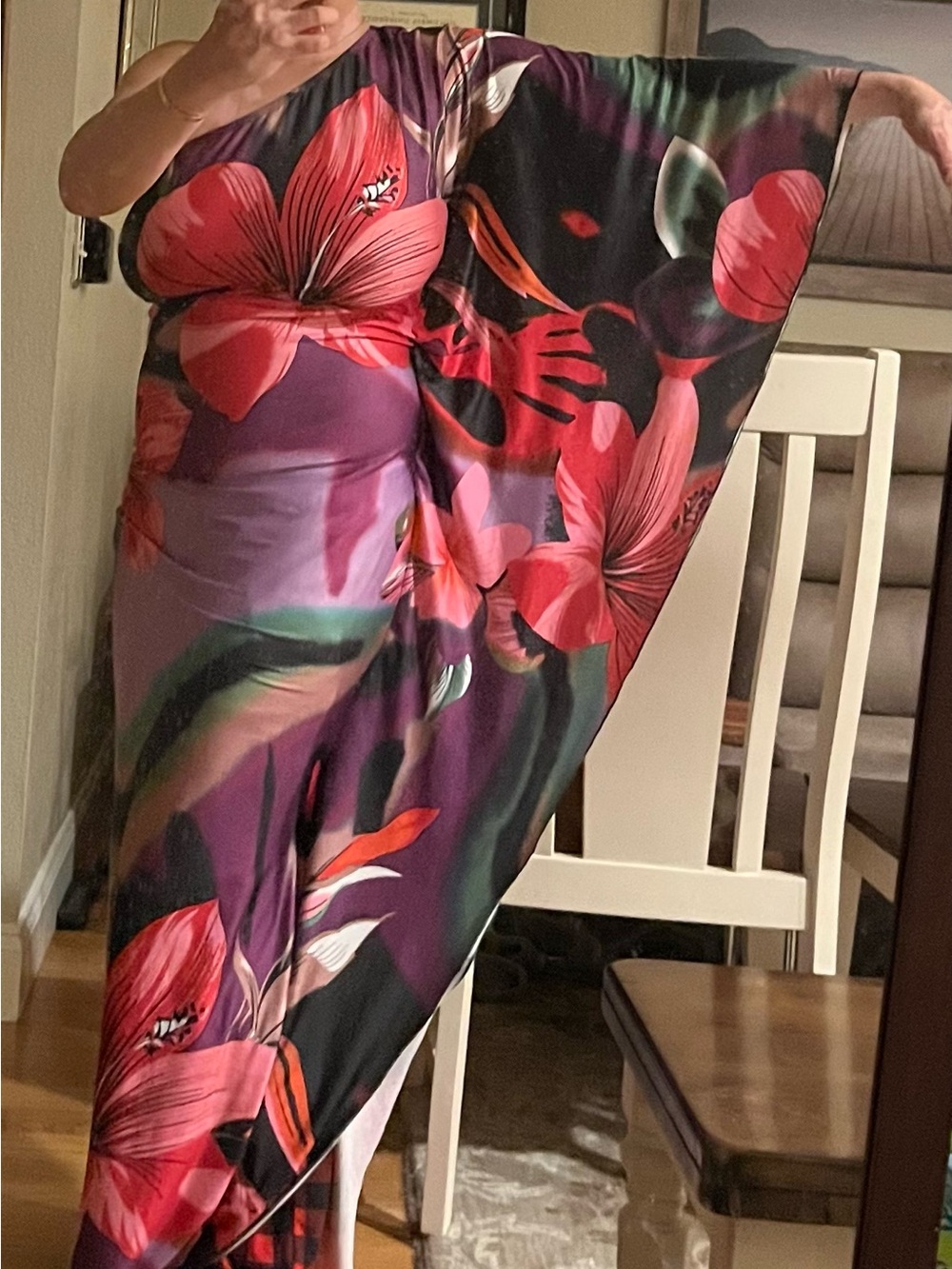 Koh Koh Asymmetrical Floral Maxi Dress - Pink & Purple size medium